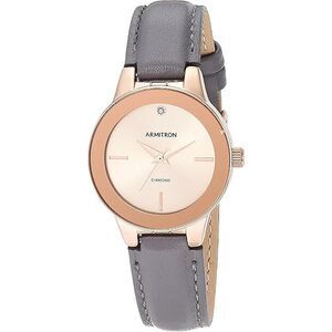 Armitron Gray Leather Calfskin Dress Ladies Watch